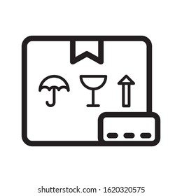 Fragile thin line glyph flat vector icon for logo, website and mobile application user interface material, and line button. Simple fragile icon vector illustration.
