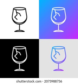 Fragile thin line icon, broken glass. Modern vector illustration for package sticker.
