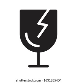 fragile vector glyph flat icon 