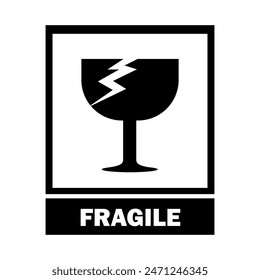 Fragile. Vector illustration of broken glass or glass and mirror symbol, isolated on a blank background that can be edited and changed color. Perfect for code on packaging.