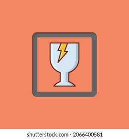 fragile Vector illustration on a transparent background. Premium quality symbols.Vector line flat color icon for concept and graphic design.