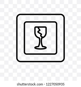 Fragile vector linear icon isolated on transparent background, Fragile transparency concept can be used for web and mobile