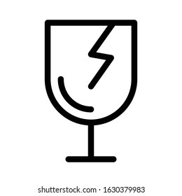 fragile vector thin line icon 