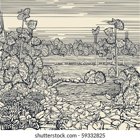 Fragment Art, Hand drawn illustration.