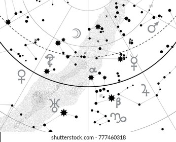 Fragment of Astronomical Celestial Atlas: Paint The Sky With Stars 
(snow-white outline vector background)