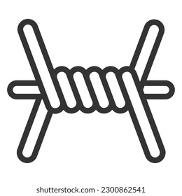 Fragment of barbed wire  - icon, illustration on white background, outline style