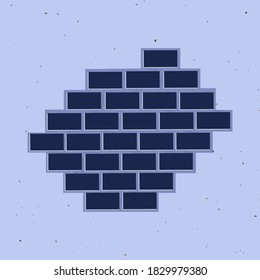 A fragment of a brick wall in blue. The brick is lined with mosaics. The element can be used as an icon for online stores, websites, web. Vector image

