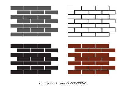 A fragment of a brick wall in white, black, and orange. The bricks are laid in rows. EPS 10. Vector illustration
