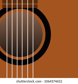a fragment of brown acoustic guitar. vector illustration