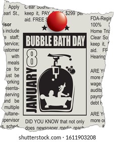 Fragment of classifieds newspaper with Bubble Bath Day