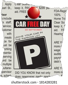 Fragment of classifieds newspaper with event Car Free Day