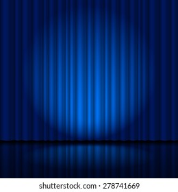 Fragment dark blue stage curtain. Illustration for creative designer