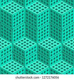 Fragment of the facade of a skyscraper. Abstract futuristic background, wallpaper, texture. Vector illustration