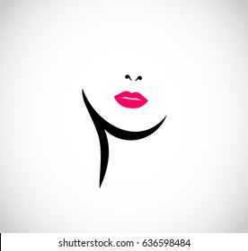 Fragment of the female face icon vector