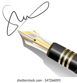 Fragment of fountain ink pen isolated on white background. Vector illustration eps10. 