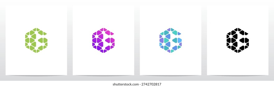 Fragment Hexagon Connect Geometric Negative Space Letter Initial Logo Design G