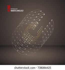  fragment of hexagonal molecular structure of graphene,  nanotechnology concept symbol, abstract  metallic wallpaper, vector