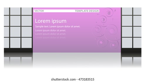 Fragment of the interior. A wall with a decorative element and two windows.Vector illustration.
