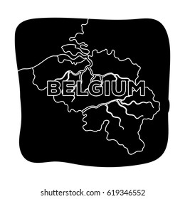 A fragment of the map of Belgium.The dark Belgian wolf. Belgium single icon in black style vector symbol stock illustration.