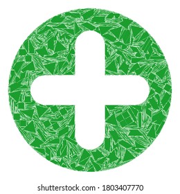 Fragment mosaic add icon. Add mosaic icon of fragment items which have various sizes, and positions, and color tints. Vector combination for abstract images.