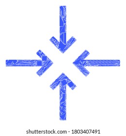 Fragment mosaic reduce arrows icon. Reduce arrows collage icon of fragment items which have different sizes, and positions, and color shades. Vector combination for abstract images.