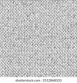 Fragment of an old wool blanket from the country. Grunge knitted background. Image in black and white. Seamless pattern.