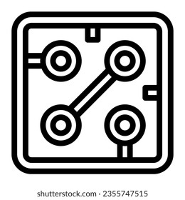 Fragment of printed circuit board square shape line icon, electronics concept, PCB vector sign on white background, outline style icon for mobile concept and web design. Vector graphics