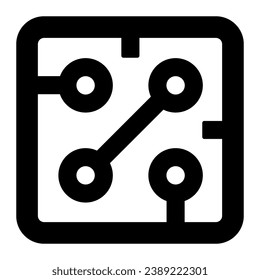 Fragment of printed circuit board square shape solid icon, electronics concept, PCB vector sign on white background, glyph style icon for mobile concept and web design. Vector graphics