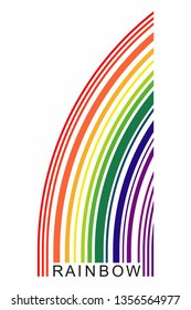 Fragment a Rainbow of consisting of colored lines of different thickness. A rainbow is like a bar code. Illustration.