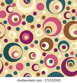 Fragment of seamless pattern with circles for vintage background. Illustration, vector