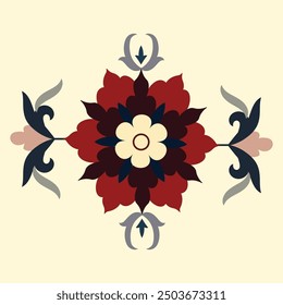 Fragment of suzani carpet - traditional embroidery textile product in Uzbekistan, Central Asia. Using in home decor and fashion industry	