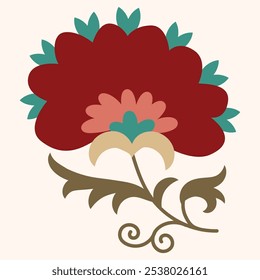 Fragment of suzani carpet - traditional embroidery textile product in Uzbekistan, Central Asia. Using in home decor and fashion industry	