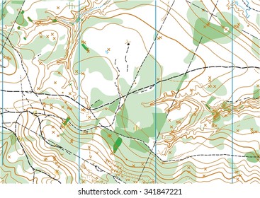 Fragment of topographic vector map for orienteering sport