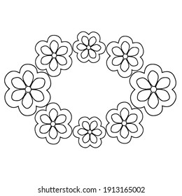 A fragment of vector graphics for creating patterns. Close-up of a contour drawing on a white background.
