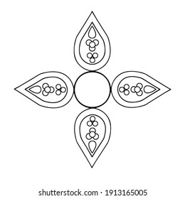 A fragment of vector graphics for creating patterns. Close-up of a contour drawing on a white background.
