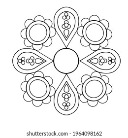 A fragment of vector graphics for creating patterns. Close-up of a contour drawing on a white background.