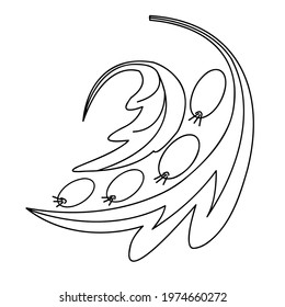 A fragment of vector graphics for creating patterns. Close-up of a contour drawing on a white background.