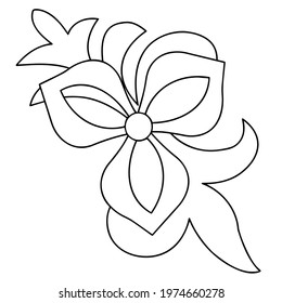 A fragment of vector graphics for creating patterns. Close-up of a contour drawing on a white background.