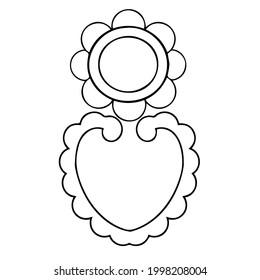 A fragment of vector graphics for creating patterns. Close-up of a contour drawing on a white background.