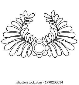 A fragment of vector graphics for creating patterns. Close-up of a contour drawing on a white background.