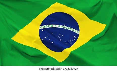 Fragment of a waving flag of the Federative Republic of Brazil, vector