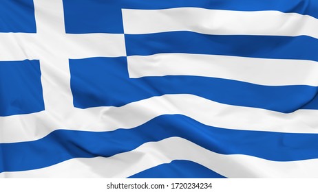 Fragment of a waving flag of the Greece in the form of background, vector