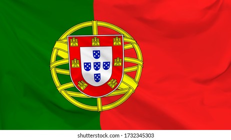 Fragment of a waving flag of the Portuguese Republic in the form of background, vector