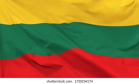 Fragment of a waving flag of the Republic of Lithuania in the form of background, vector
