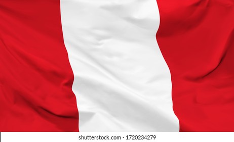 Fragment of a waving flag of the Republic of Peru in the form of background, vector