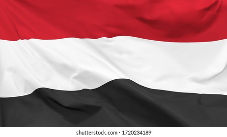 Fragment of a waving flag of the Republic of Yemen in the form of background, vector