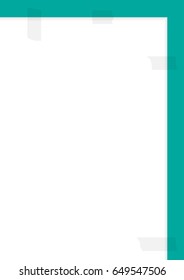 Fragment of a white sheet of paper glued with adhesive tape. Isolated on a blue background. Vertical rectangular background. Vector illustration.