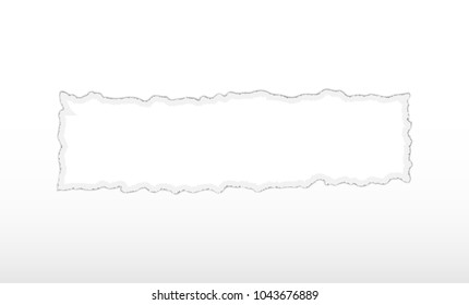 Fragment white torn paper. Ripped paper template. Isolated on a white background.