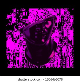 Fragmentary marble of plaster bust in bitmap pixel art style. Vaporwave and cyberpunk aesthetics from the 80s like in old video games.