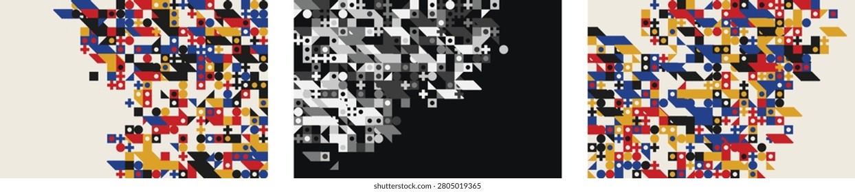 Fragmented color blocks in abstract geometric explosion colorblocks blue